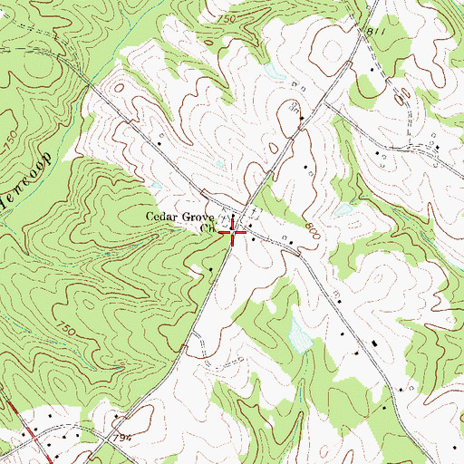 Topographic Map of Cedar Grove School (historical), SC