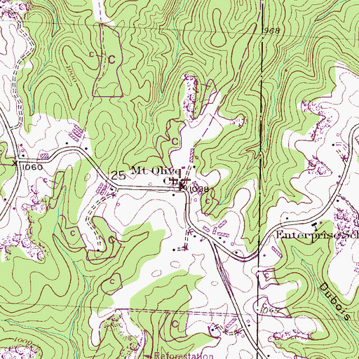 Topographic Map of Mount Olive Church, AL