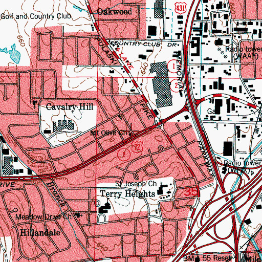 Topographic Map of Mount Olive Church, AL