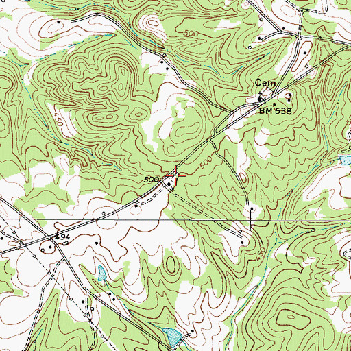 Topographic Map of Cane Creek Cemetery, SC