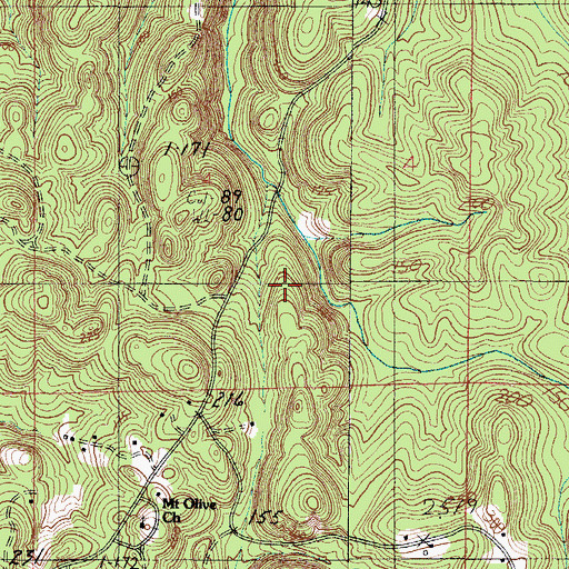 Topographic Map of Mount Olive Church, AL