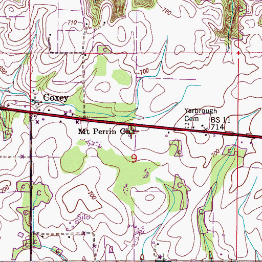 Topographic Map of Mount Perrin Church, AL