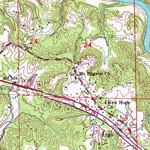 Topographic Map of Mount Pilgrim Church, AL