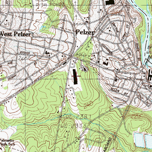 Topographic Map of Pelzer Plaza Shopping Center, SC