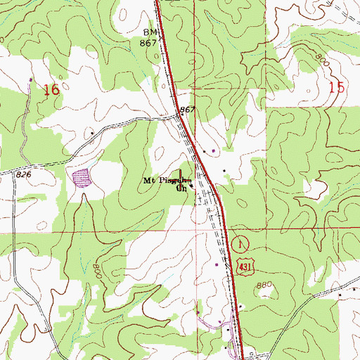 Topographic Map of Mount Pisgah Church, AL