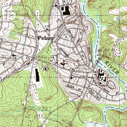 Topographic Map of Pelzer Primary School, SC