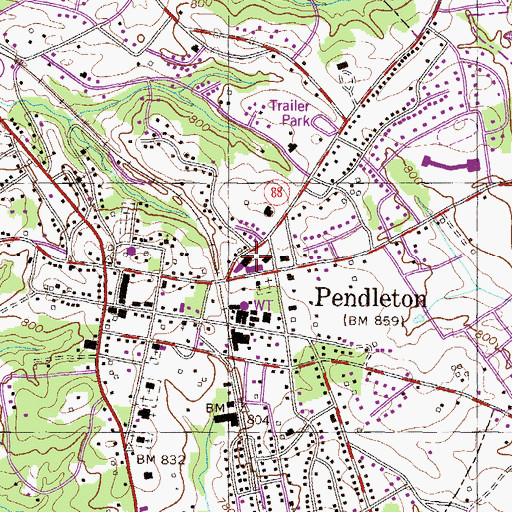 Topographic Map of Pendleton Elementary School, SC