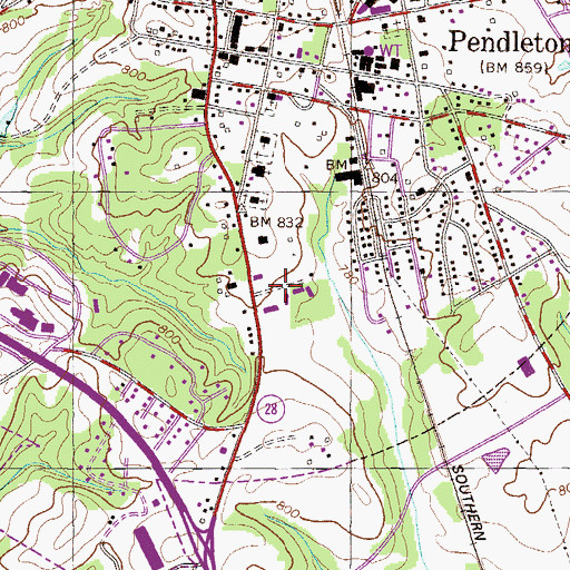 Topographic Map of Pendleton Gardens, SC