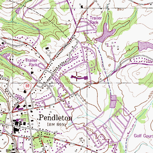 Topographic Map of Pendleton Junior High School, SC