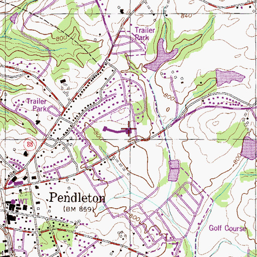 Topographic Map of Pendleton High School, SC
