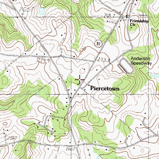 Topographic Map of Piercetown School (historical), SC