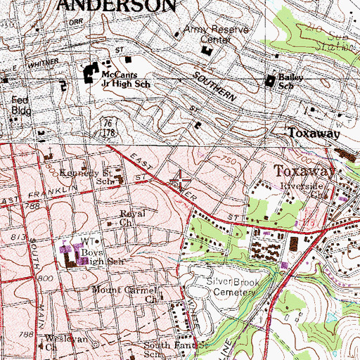 Topographic Map of River Street Baptist Church, SC