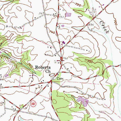 Topographic Map of Roberts School (historical), SC