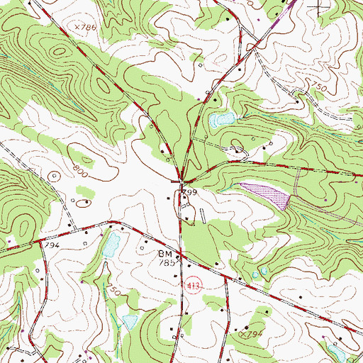 Topographic Map of Shirleys Store (historical), SC