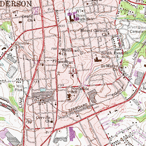 Topographic Map of South Anderson Baptist Chapel, SC