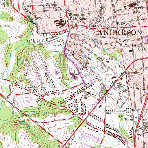 Topographic Map of Southwood Middle School, SC