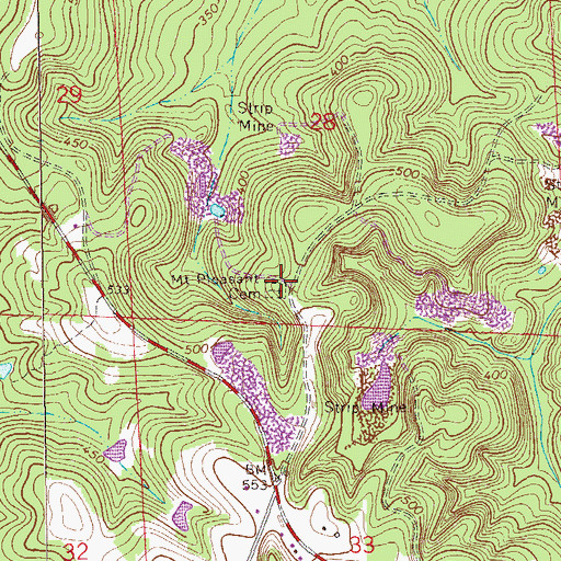 Topographic Map of Mount Pleasant Cemetery, AL