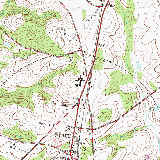 Topographic Map of Starr Elementary School, SC