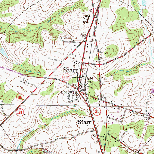 Topographic Map of Starr Methodist Church, SC