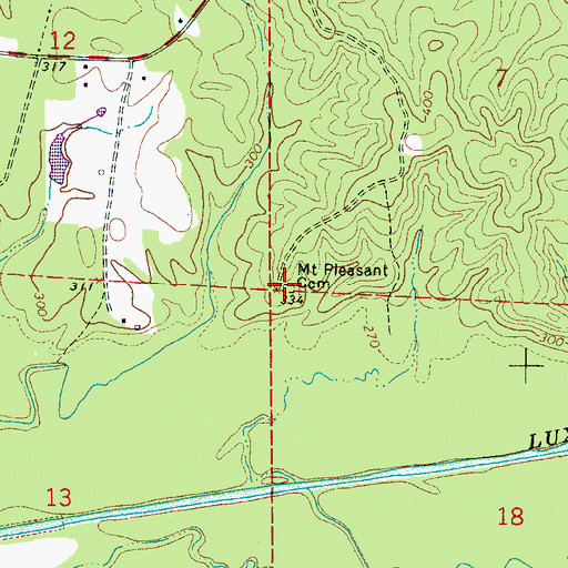 Topographic Map of Mount Pleasant Cemetery, AL