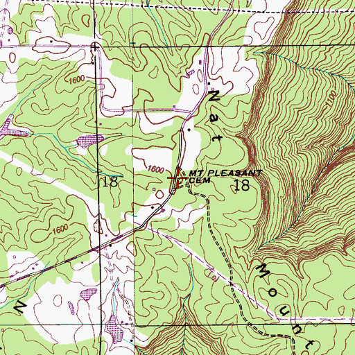 Topographic Map of Mount Pleasant Cemetery, AL