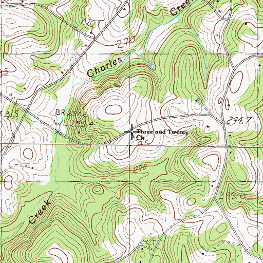 Topographic Map of Three and Twenty Church, SC