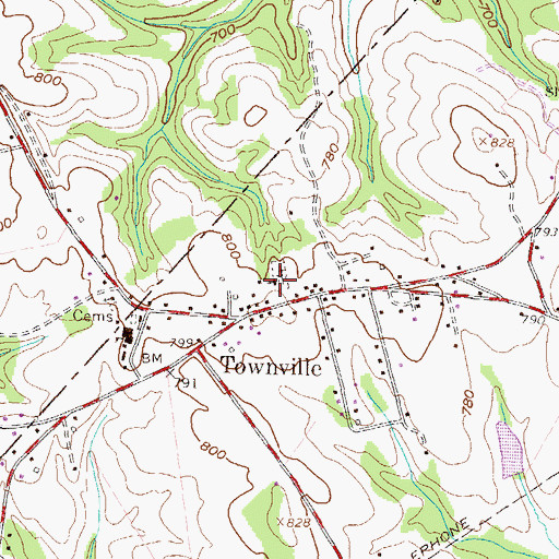 Topographic Map of Townville Baptist Church, SC