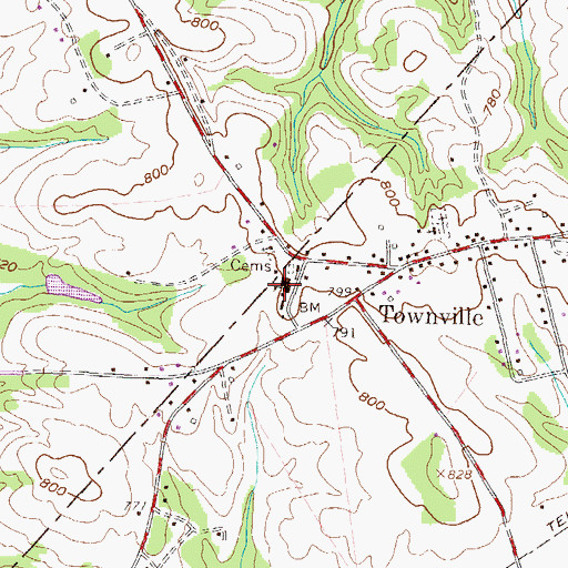 Topographic Map of Townville Elementary School, SC