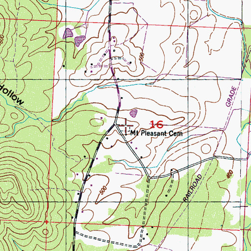 Topographic Map of Mount Pleasant Cemetery, AL