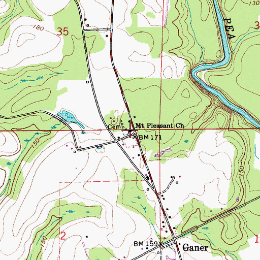 Topographic Map of Mount Pleasant Church, AL