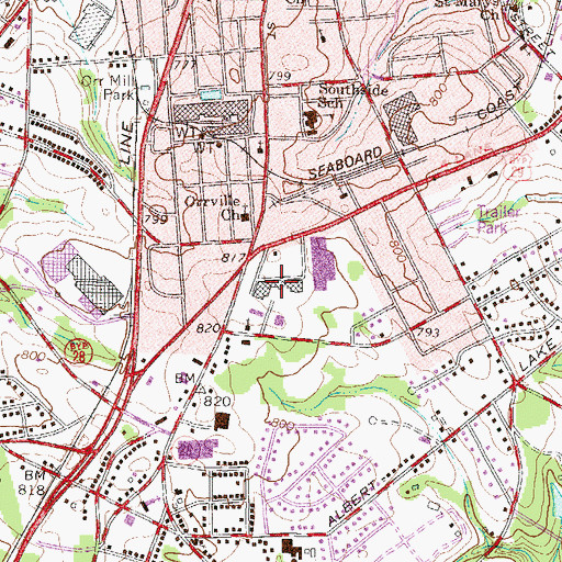 Topographic Map of Watson Village Shopping Center, SC