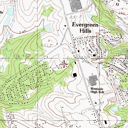 Topographic Map of Waverly Square, SC