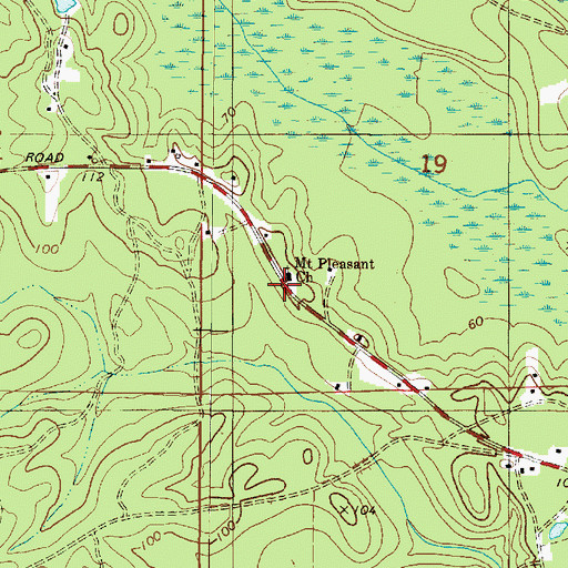 Topographic Map of Mount Pleasant Baptist Church, AL