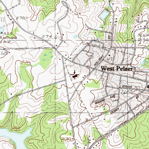 Topographic Map of West Pelzer Primary School, SC