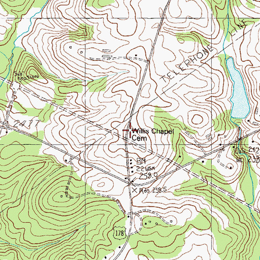 Topographic Map of Willis Chapel Cemetery, SC