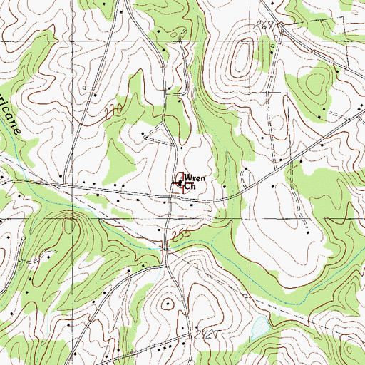 Topographic Map of Wren Church, SC