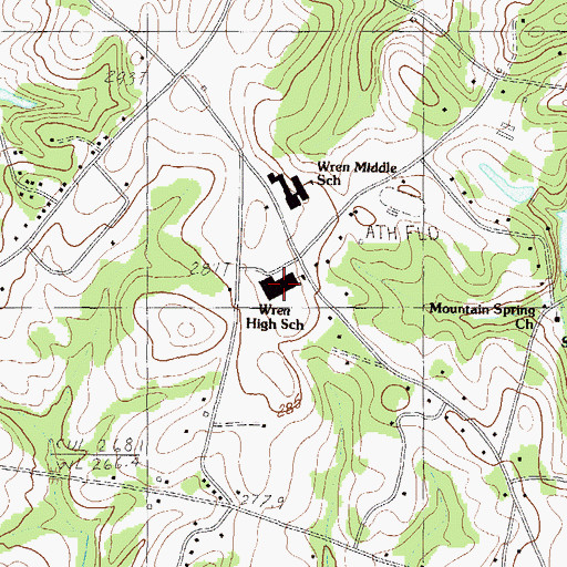 Topographic Map of Wren High School, SC