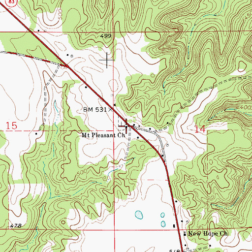 Topographic Map of Mount Pleasant United Methodist Church, AL