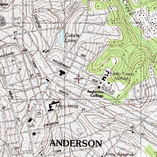 Topographic Map of Young Memorial Associate Reformed Presbyterian Church, SC