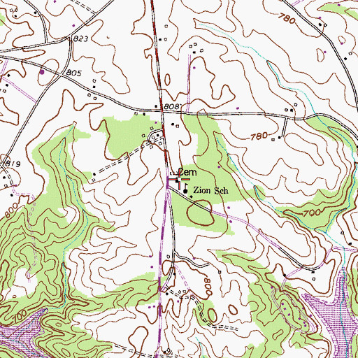 Topographic Map of Zion United Methodist Church, SC