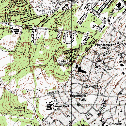 Topographic Map of Arcade Park, SC
