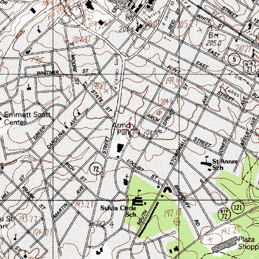 Topographic Map of Armory Park, SC