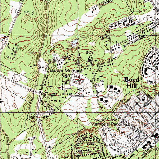 Topographic Map of Barber Memorial Cemetery, SC