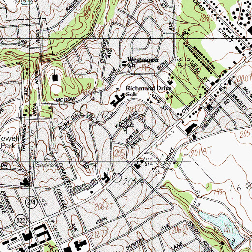 Topographic Map of Beaty Estates, SC