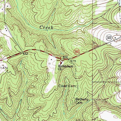 Topographic Map of Bethany School (historical), SC