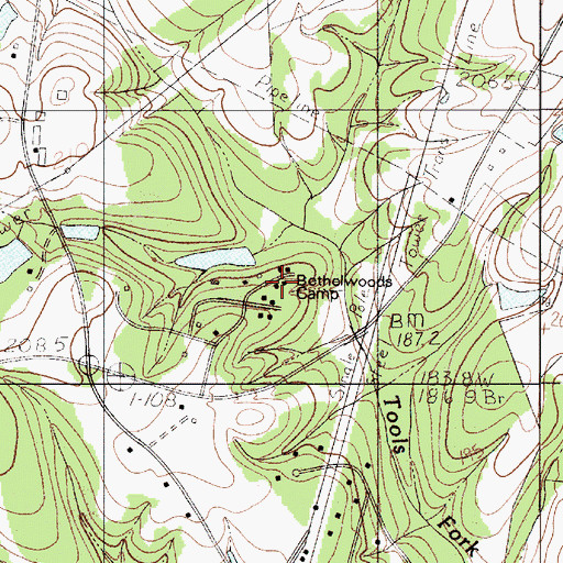 Topographic Map of Bethelwoods Camp, SC