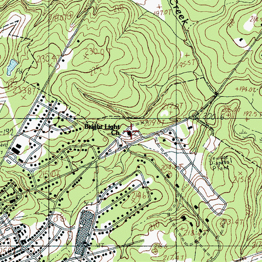 Topographic Map of Bright Light Freewill Baptist Church, SC