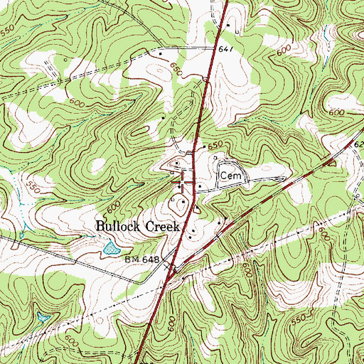 Topographic Map of Bullocks Creek Presbyterian Church, SC