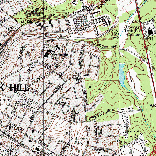 Topographic Map of Calvary Baptist Church, SC
