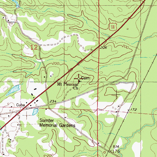 Topographic Map of Mount Pleasant Church, AL